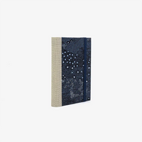 Skizzenbuch | klein (9x14cm) | 244 Seiten | Chiyogami Papier | Wiese Silber/ helblau / Weiß auf dunkelblau