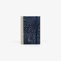 Skizzenbuch | klein (9x14cm) | 244 Seiten | Chiyogami Papier | Wiese Silber/ helblau / Weiß auf dunkelblau