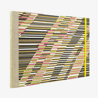 Skizzenbuch-A4-quer-cover-Chiyogami-papier-Motiv-Muster-mit-versetzten-Strichen-grau-seitlich-von-hinten