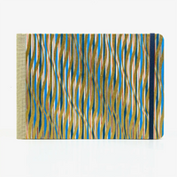 Skizzenbuch-A5-Quer-192seite-Cover-Chiyogami-Motiv-Streifen-gewellt-gold-blau-vorn