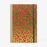 Skizzenbuch-A5-blanko-160-Seiten-Chiyogami-Papier-Motiv-rote-Blumen-auf-Gold-von-vorn