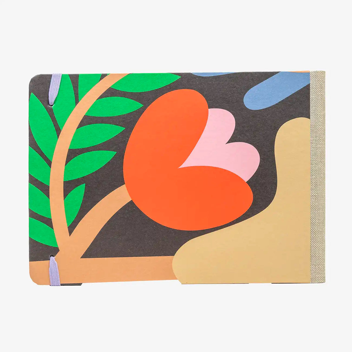 Skizzenbuch-A5-blanko-Querformat-mit-Offsetpapier-bezogen-Motiv-grosse_Blumen-von-hinten