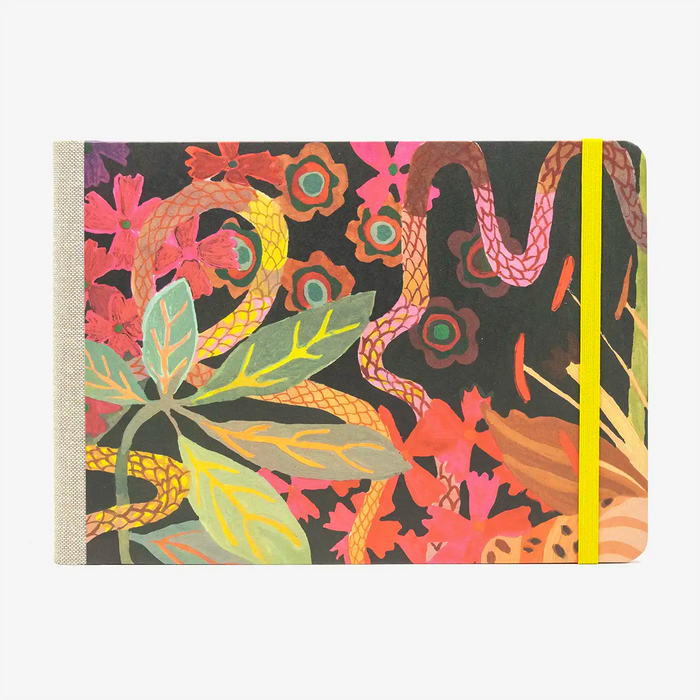 Skizzenbuch-A5-blanko-Querformat-mit-Offsetpapier-bezogen-Motiv-wild-Flower-von-vorn