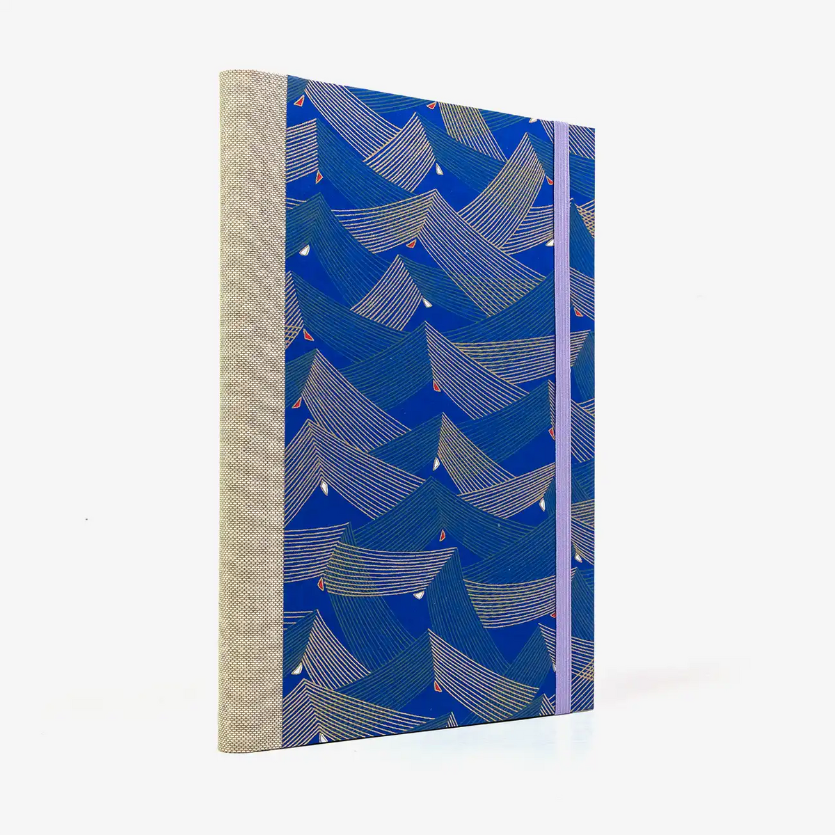 Blaupause | Skizzenbuch | A5 | leer | 80 Seiten | Folien-Goldschnitt | Chiyogami-Papier | Saitenspiel blau