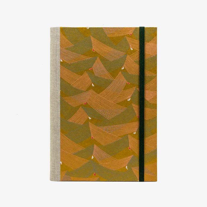 Skizzenbuch-A5-mit-Goldschnitt-cover-chiyogami-Papier-160-Seiten-Motiv-Saitenspiel-Gold-von-Vorn
