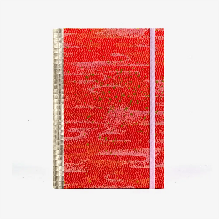 Skizzenbuch-A5-mit-Goldschnitt-cover-chiyogami-Papier-160-Seiten-Motiv-space-is-the-place-rot-von-vorn