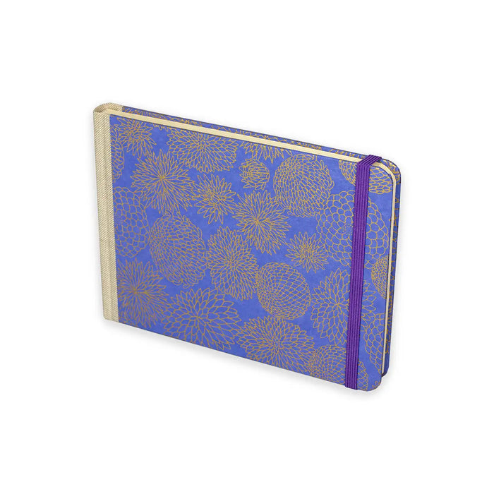 Skizzenbuch / H12xB17 quer / blanko / Blüten gold auf Purple