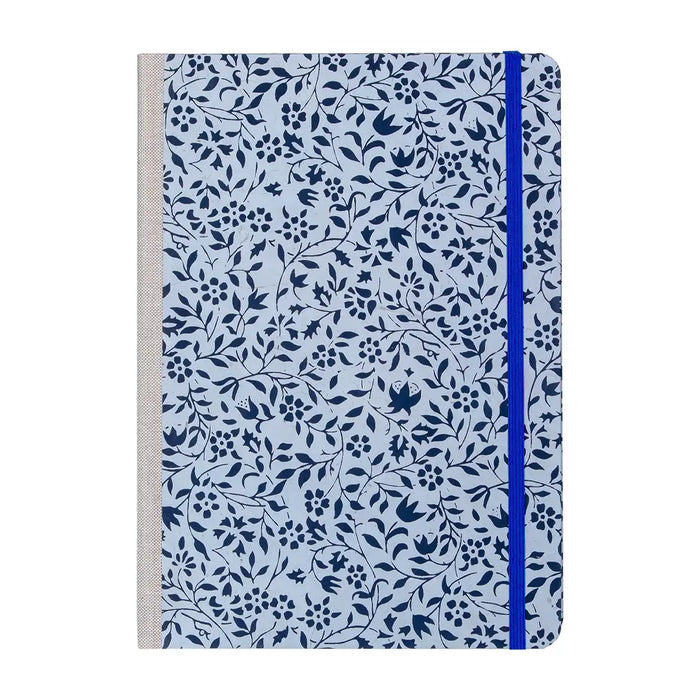 Skizzenbuch / H24x17cm / blanko / Lokta -Blumenranke Blau auf Blau