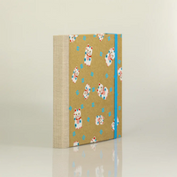 Skizzenbuch / Sketchbook / 15x15cm / Blanko / Chiyogami / Winkekatze-Gold