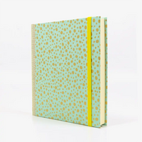 Skizzenbuch-Format-15x15cm-blanko-224seiten-cover-Chiyogami-Motiv-golden-polka-dots-tuerkis-seitlich-vorn