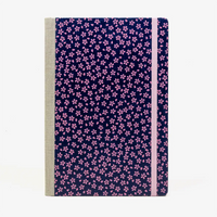 Skizzenbuch-blanko-A5-160seiten-cover-Lackpapier-Motiv-Sakura-Pink-on-Blue