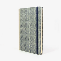 Skizzenbuch-blanko-A5-160seiten-cover-Lokta-papier-Motiv-Strichmuster-auf-mildenblau-seitlich-vorn