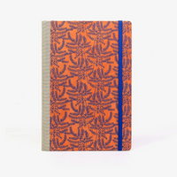 Skizzenbuch-blanko-A5-160seiten-cover-Lokta-papier-Motiv-zweige-blau-auf-orange