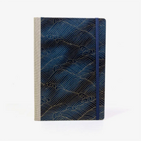 Skizzenbuch-blanko-A5-160seiten-cover-chiyogami-Motiv-Nami-wello-gold-auf-changierendem-blau