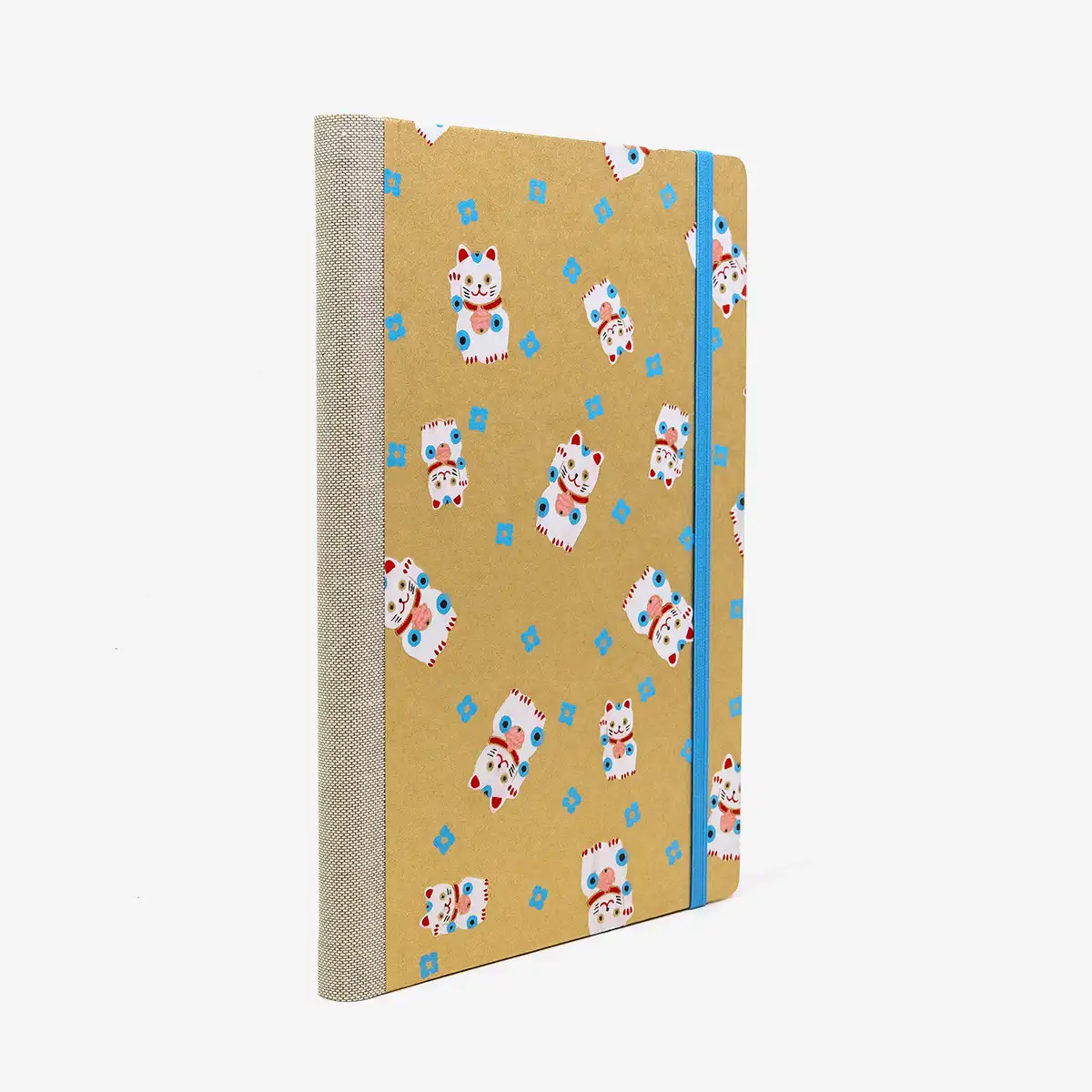 Skizzenbuch-blanko-A5-160seiten-cover-chiyogami-Motiv-winkekatze-gold-seitlich-hinten