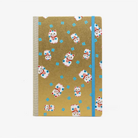Skizzenbuch-blanko-A5-160seiten-cover-chiyogami-Motiv-winkekatze-gold