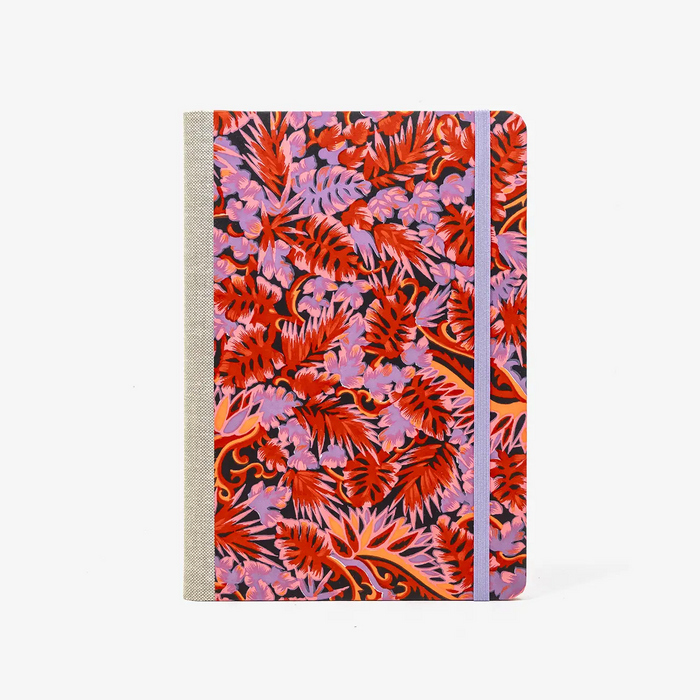 Skizzenbuch-blanko-A5-192seiten-mit-Chiyogami-motiv-Monstera-Rosa-bezogen-cover-von-vorn