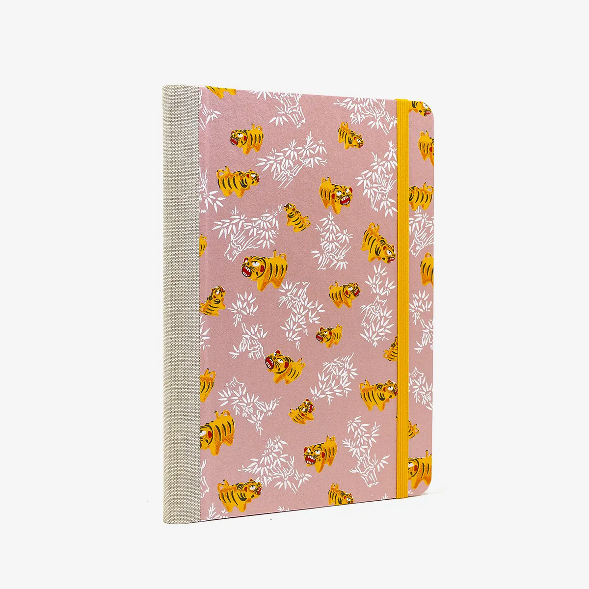 Skizzenbuch-blanko-A5-192seiten-mit-Chiyogami-motiv-Tiger-auf-Pearlrosa-bezogen-cover-seitlich-von-hinten