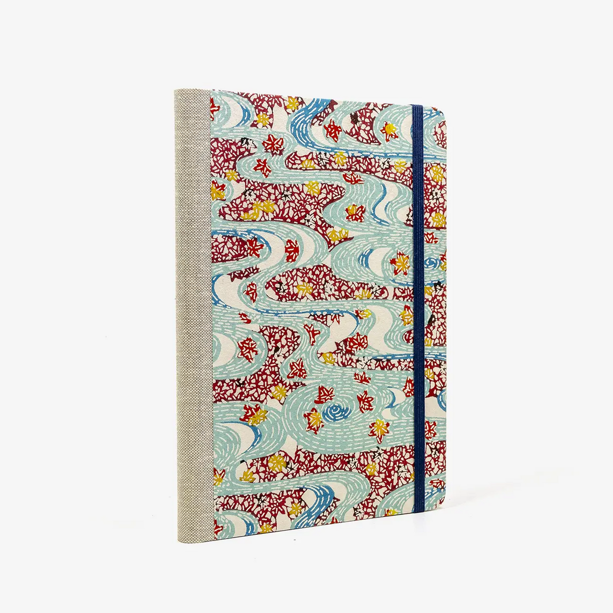 Skizzenbuch-blanko-A5-192seiten-mit-KAtazome-Shi-Flusslandschaft-bezogen-cover-seitlich-von-hinten