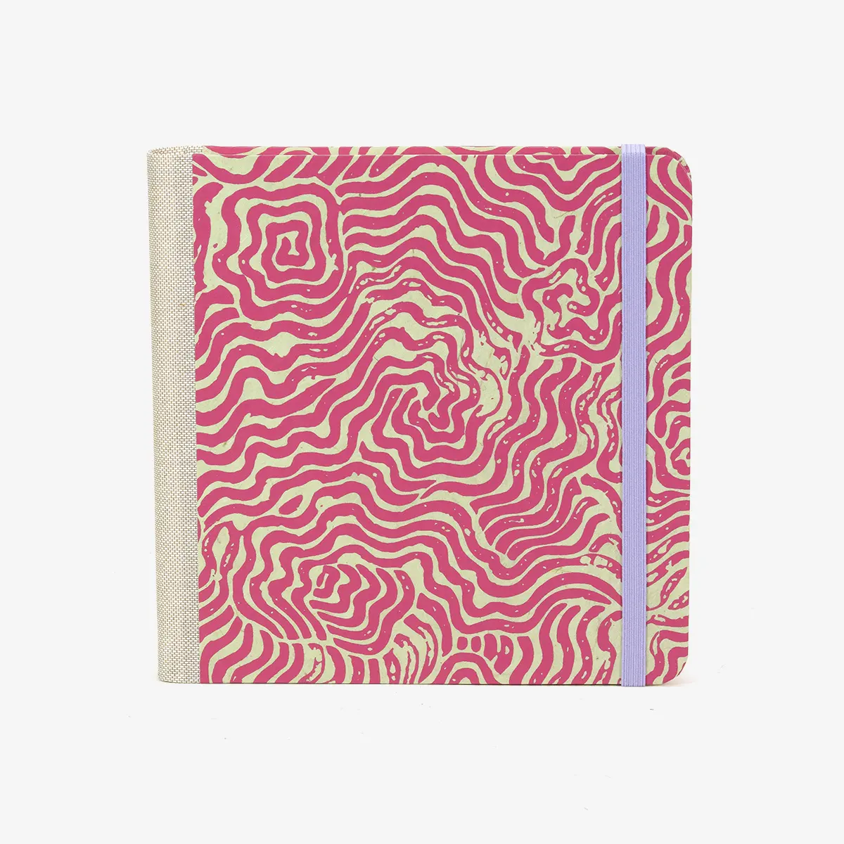 Skizzenbuch-blaupause-15x15cm-224-leere-Seiten-Bezogen-mit-Bogen-Labyrinth-achenseegruen-auf-magenta-Produktansicht-Cover-Vorn