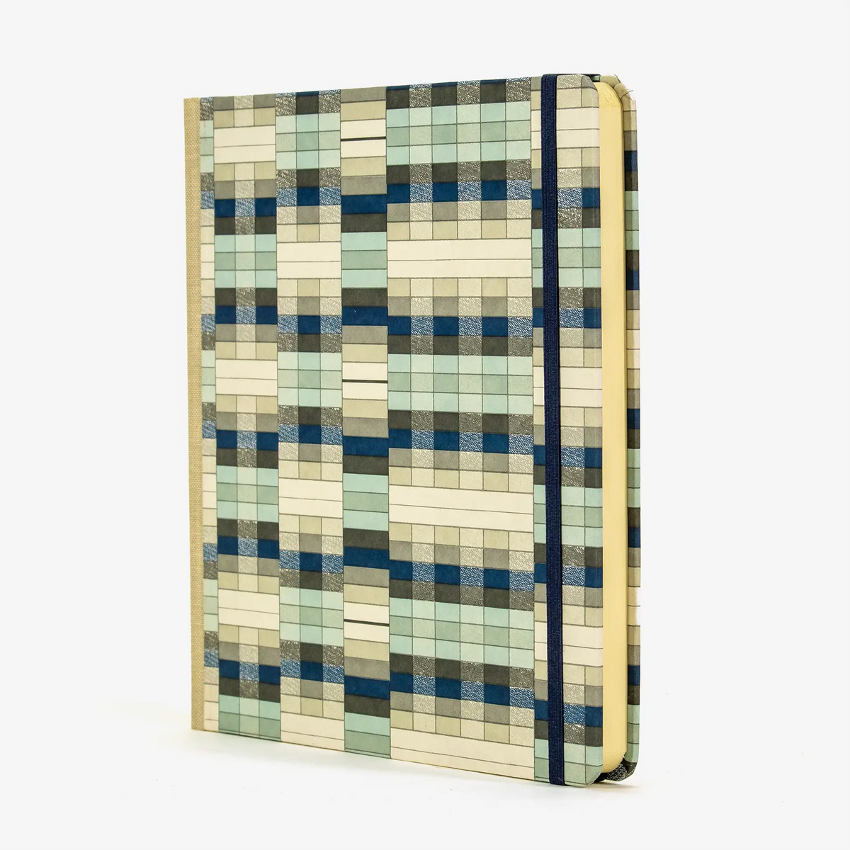 Skizzenbuch / 192 Seiten / fadengeheftet / Chiyogami / geometrisch mit blau und grau Tönen