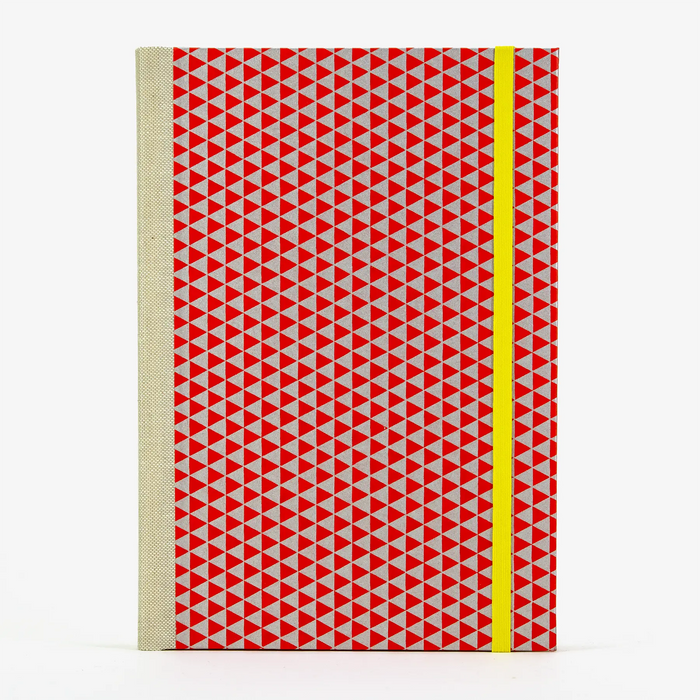 Skizzenbuch / Sonderedition 1 / 21,5x15cm / Chiyogami "Dreiecke Rot auf Silber"