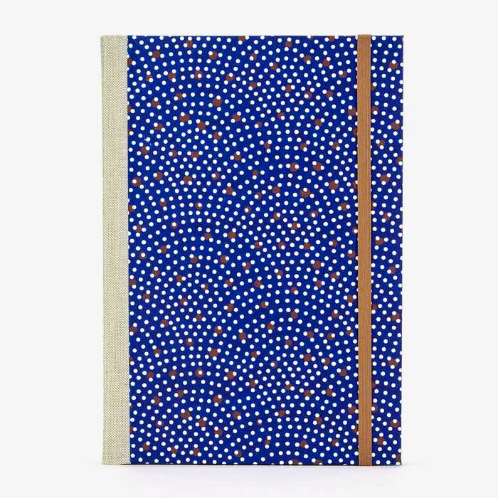 Skizzenbuch / Sonderedition 1 / 21,5x15cm / Chiyogami "Haifischhaut blau mit weißen und braunen Dots"