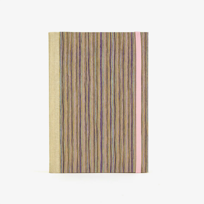 Skizzenbuch / Sonderedition 1 / 18x13cm / Chiyogami "Streifen Lila Petrol Gold"