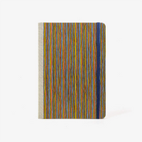 Skizzenbuch-dotted-A5-240seiten-mit-Chiyogami-motiv-Streifen-gelb-orange-blau-bezogen-cover-von-vorn