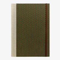 Skizzenbuch-leer-17x24cm-192seiten-cover-mit-Chiyogami-Papier-Motiv-Ashanoamuster-gruen-braun