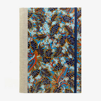 Notizbuch - 17x24-liniert - 160 Seiten -Chiyogami- Papier- Design: -Monstera- Muster- blau-Cover-von-vorn