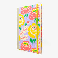 Notizbuch -17x24 - liniert - 160 Seiten -Offset Papier - Design:-Blumen -in Neonfarben-cover-seitlich-von-vorn