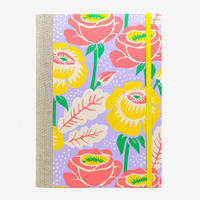 Notizbuch -17x24 - liniert - 160 Seiten -Offset Papier - Design:-Blumen -in Neonfarben-cover-von-vorn