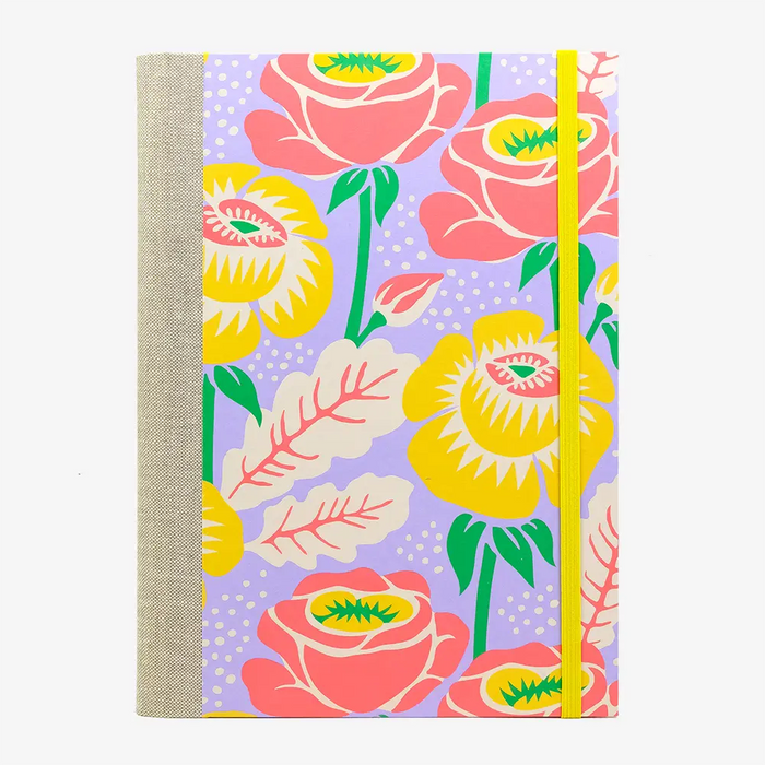 Notizbuch -17x24 - liniert - 160 Seiten -Offset Papier - Design:-Blumen -in Neonfarben-cover-von-vorn