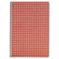 Notizbuch / Skizzenbuch / A4 / blanko / gruene Dreiecke auf Rot