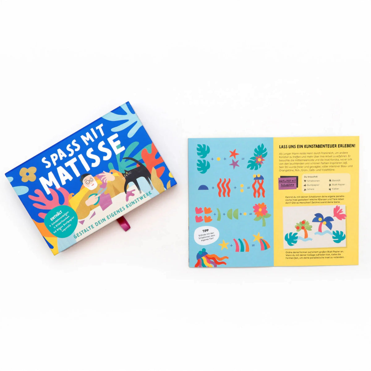 Spass-mit-matisse-BAstel-kunsset-ab-5jahren-Laurence-King-Verlag-Produkt-Verpackung-box-cover-oben-und-Anleitung