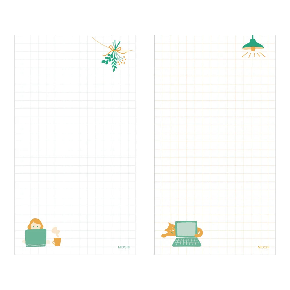 Standmemo-Pad-Midori-2-verschiedene-Designs-40blatt-Produktansicht-Blaeaeterdesign