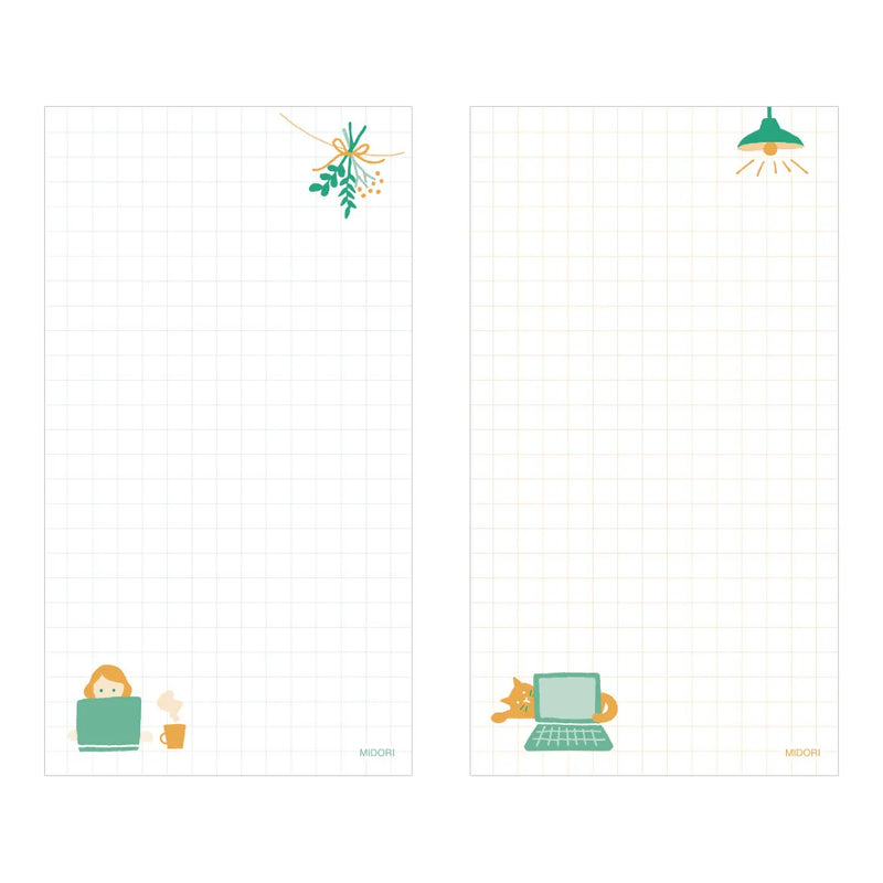 Standmemo-Pad-Midori-2-verschiedene-Designs-40blatt-Produktansicht-Blaeaeterdesign