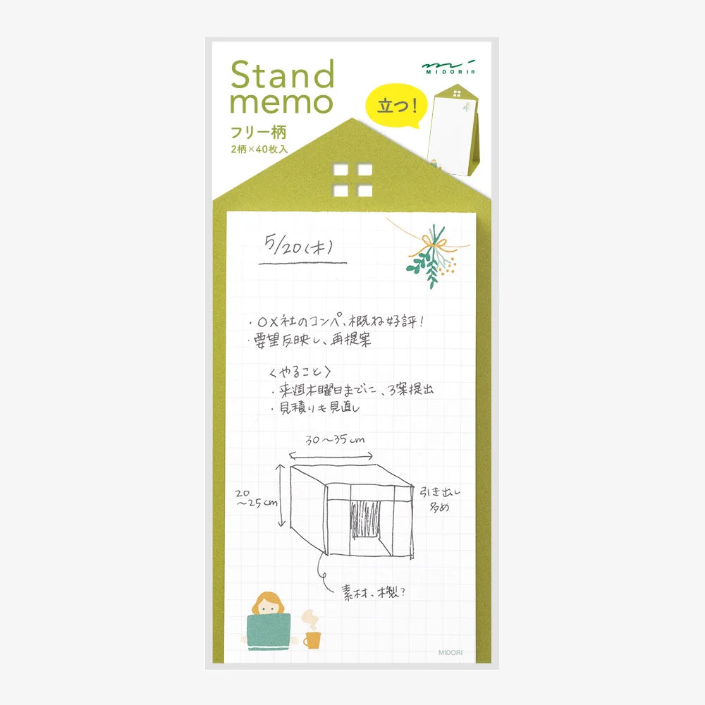 Standmemo-Pad-Midori-2-verschiedene-Designs-40blatt-Produktansicht-in-verpackung