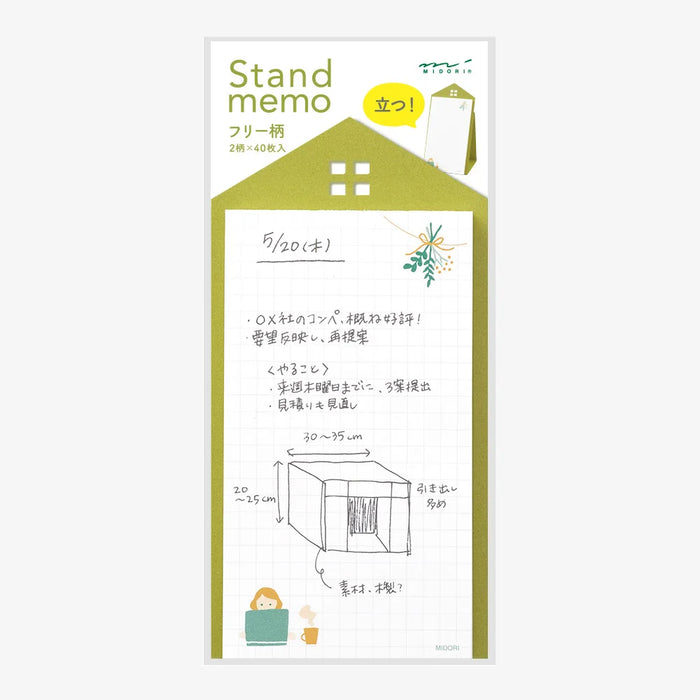 Standmemo-Pad-Midori-2-verschiedene-Designs-40blatt-Produktansicht-in-verpackung