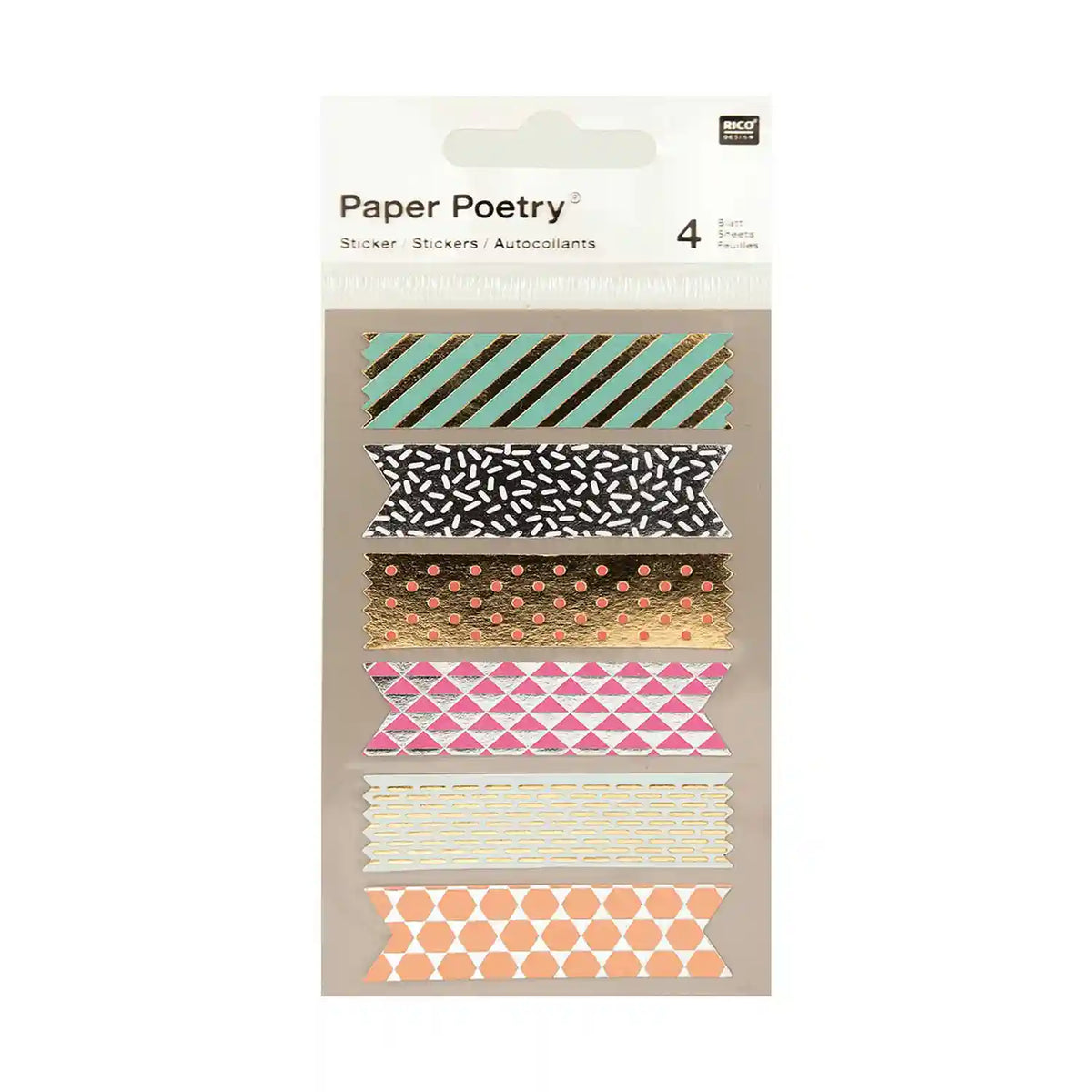 Paper Poetry / Sticker Tapes metallic / 4 Bogen