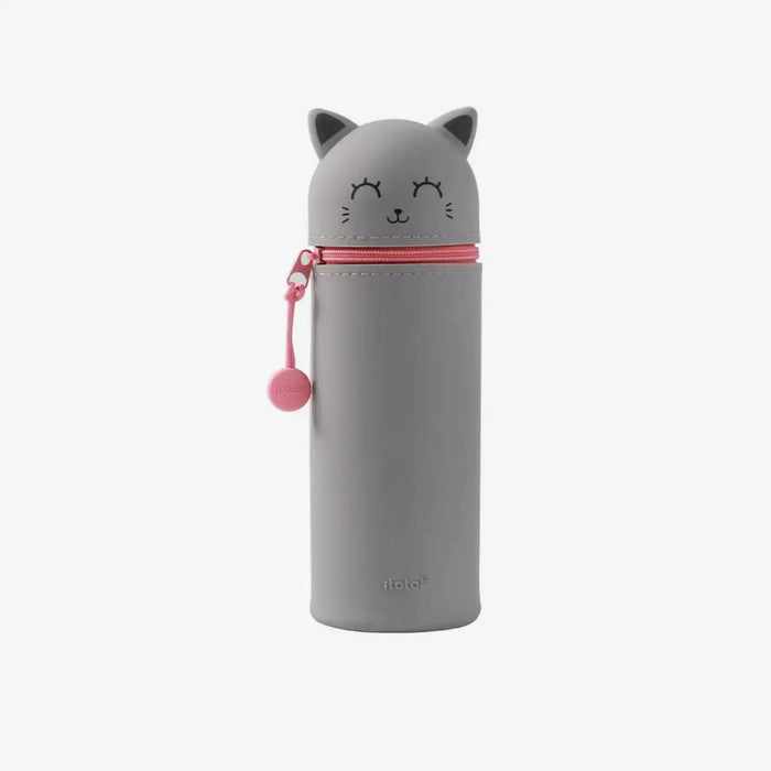 Stifte-Etui-Silikon-Katze-Grau-Stiftetasche-6x6x21_5cm-Produktansicht-1