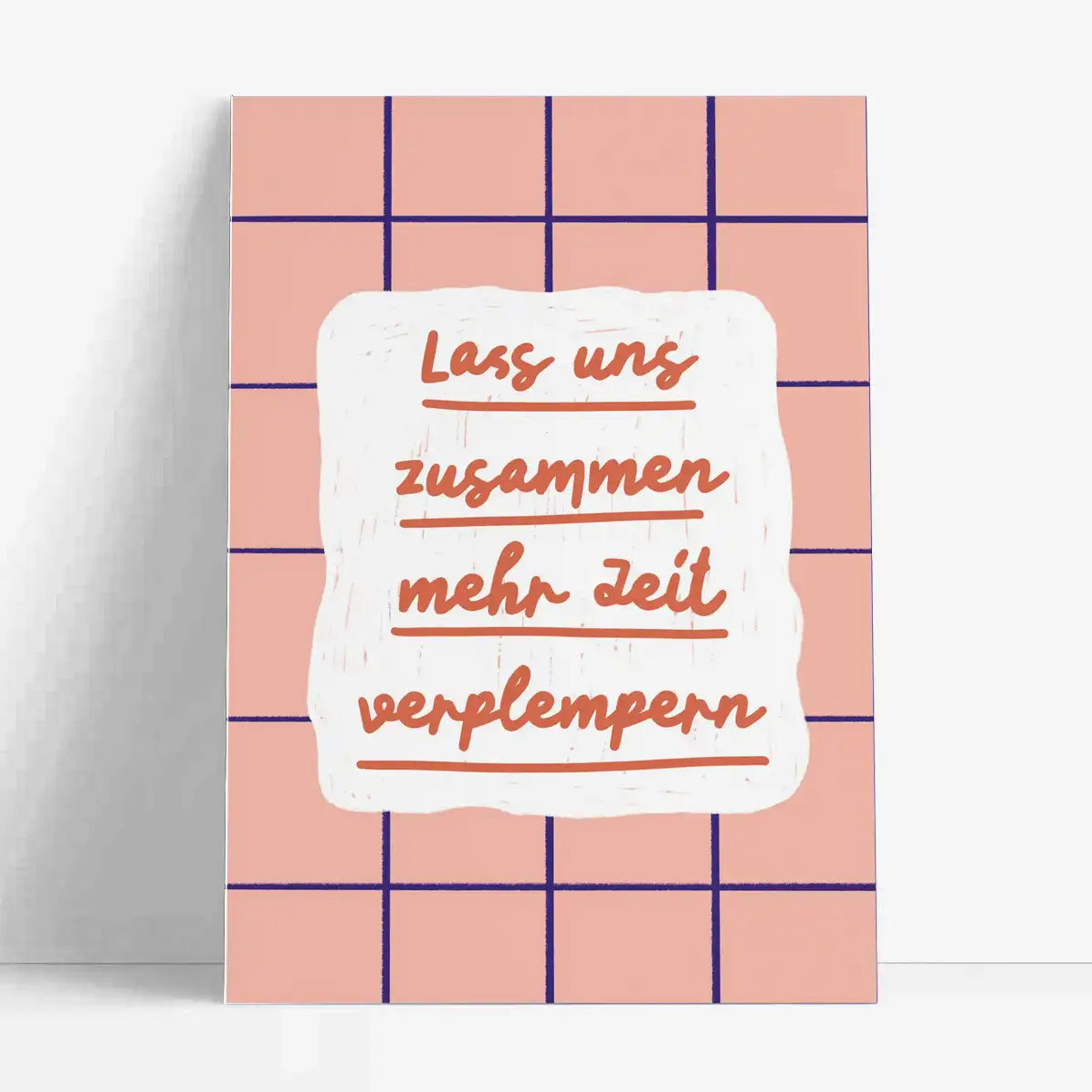 Studio-Danii-Postkarte-Alltaeglich-Motiv-Zusammen-mehr-Zeit-verplempern-rosa-A6-grauer-hintergrund