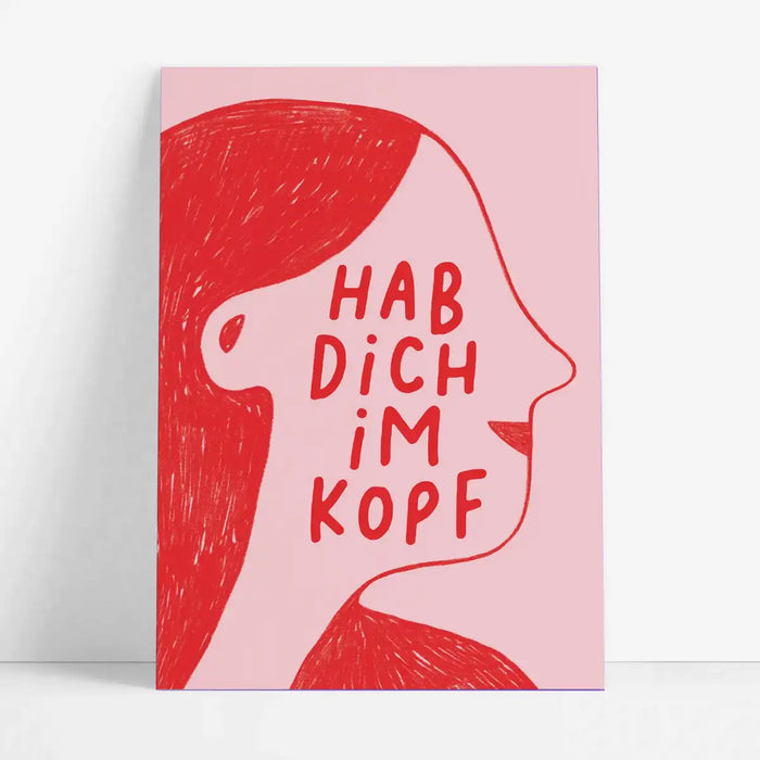Studio-Danii-Postkarte-liebe-Motiv-Hab-dich-im-Kopf-rosa-A6-grauer-Hintergrund