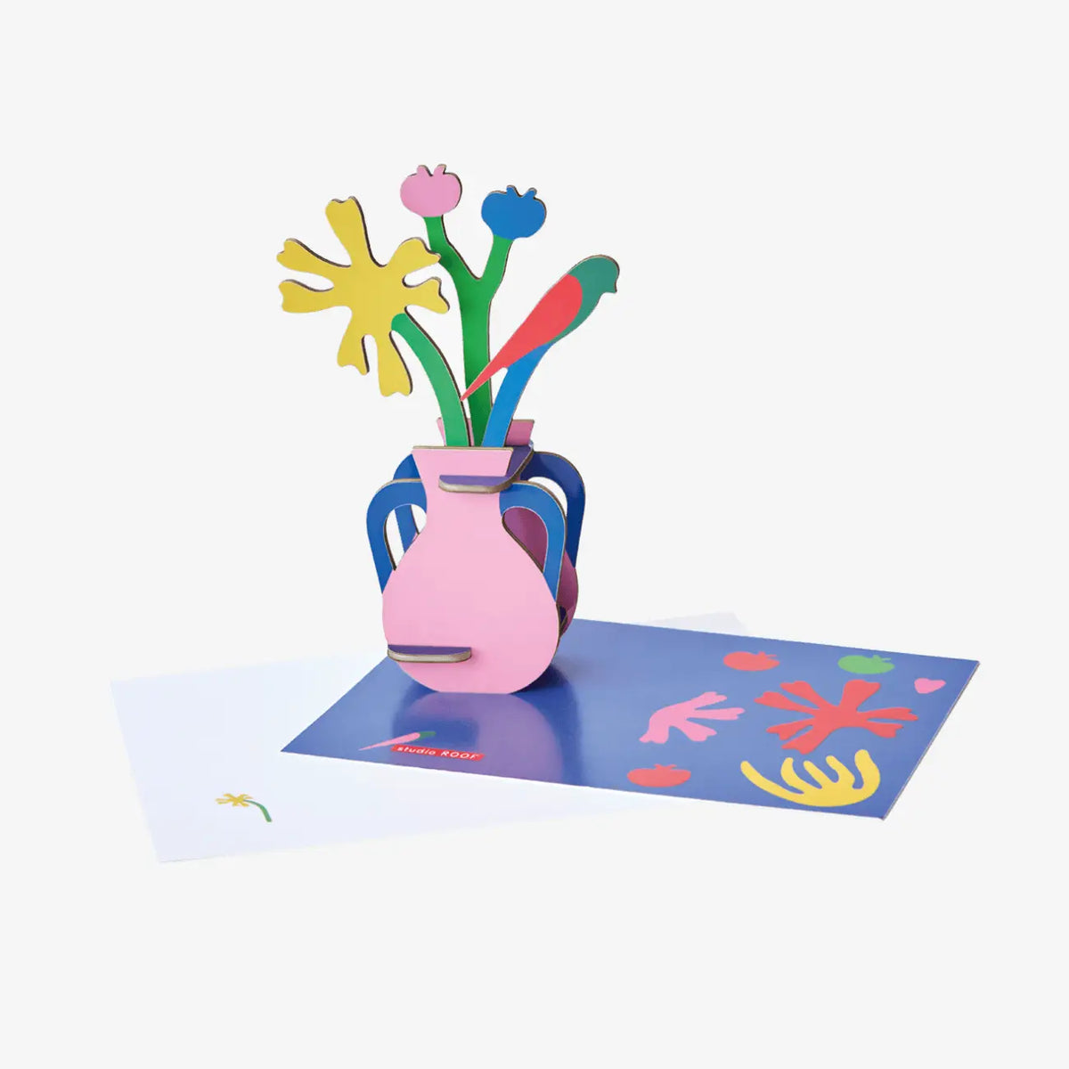 Studio-Roof-Pop-Out-Card-Matisse-Paper-Bloom-Produkt-aufgebaut-mit-Briefumschlag-und-Karte-1