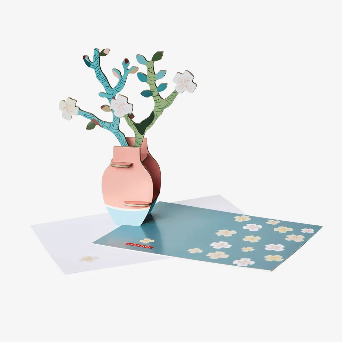 Studio-Roof-Pop-Out-Card-Van-Gogh-Almond-Blossom-Produkt-aufgebaut-mit-Briefumschlag-und-Karte-1