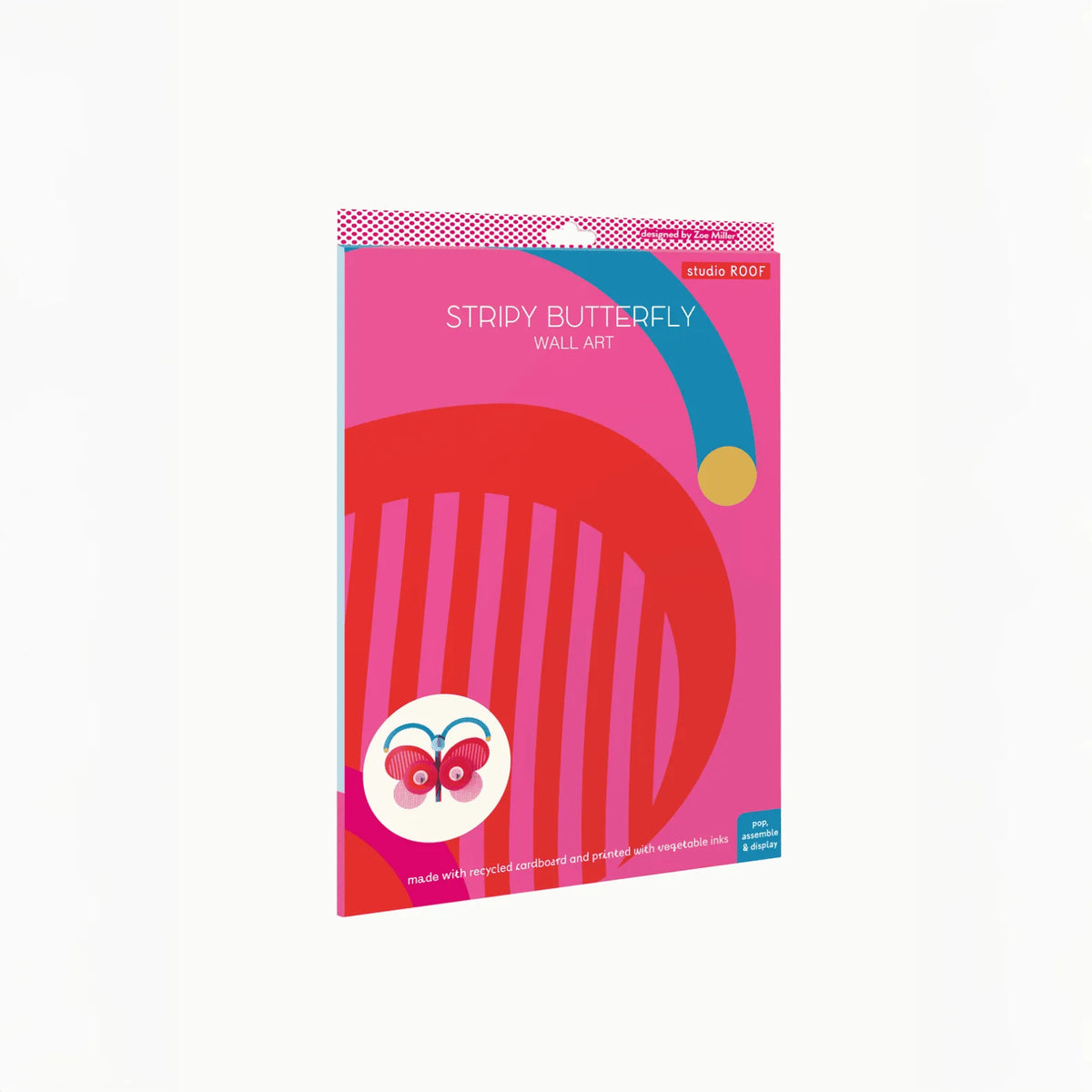 Studio-Roof-Schmeterling-Stripy-Butterfly-3DObjekt-Aufgebaut-Produktansicht-verpackung