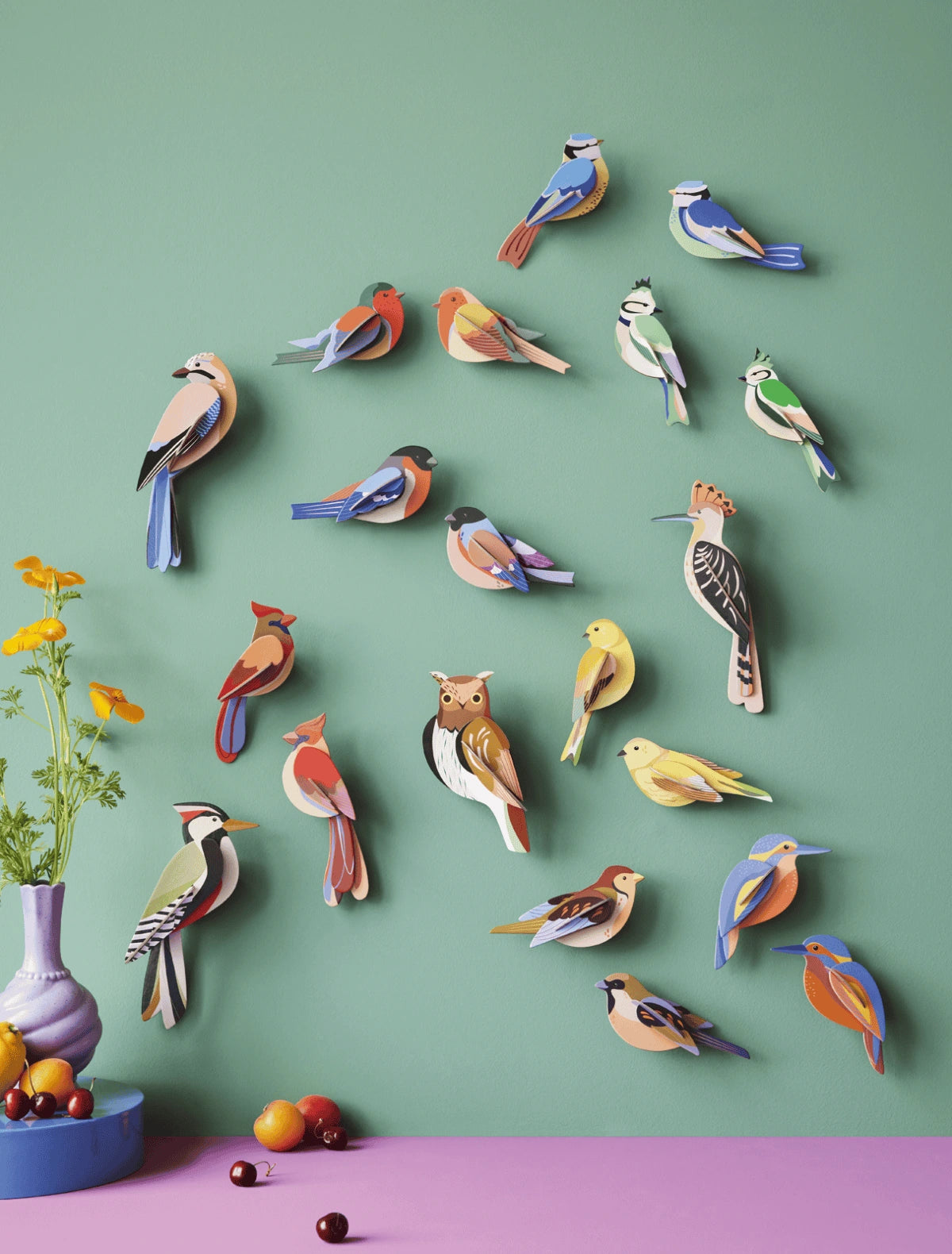 Studio-roof-Collection-Bild-Gartenvögel-alle-vögel-an-einer-Wand
