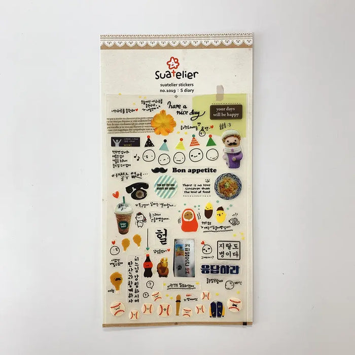 Suatellier-Sticker-no-1019-s-diary-Stickerbogen-mit-Sticker-Produktansicht-mit-Verpackung