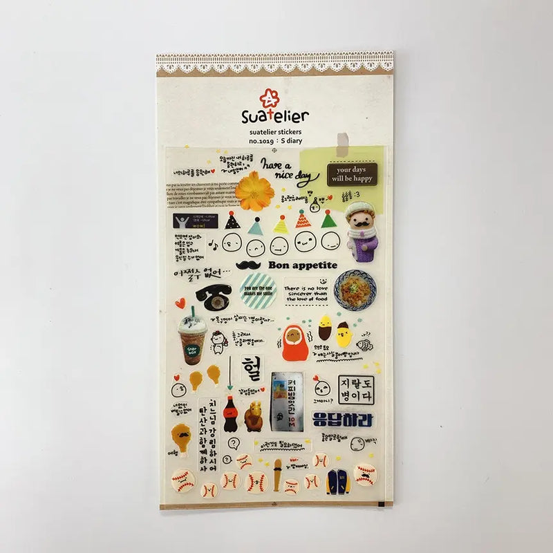 Suatellier-Sticker-no-1019-s-diary-Stickerbogen-mit-Sticker-Produktansicht-mit-Verpackung